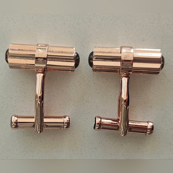 Montblanc Rose Gold Plated Enamel Cufflinks Hollywood Prop Set Used